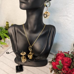ST 802 gold plated necklace pendant dropping earrings party set