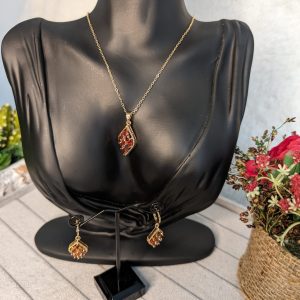 ST 825 18k gold plated luxury necklace pendant earrings mature women jewelry gift set